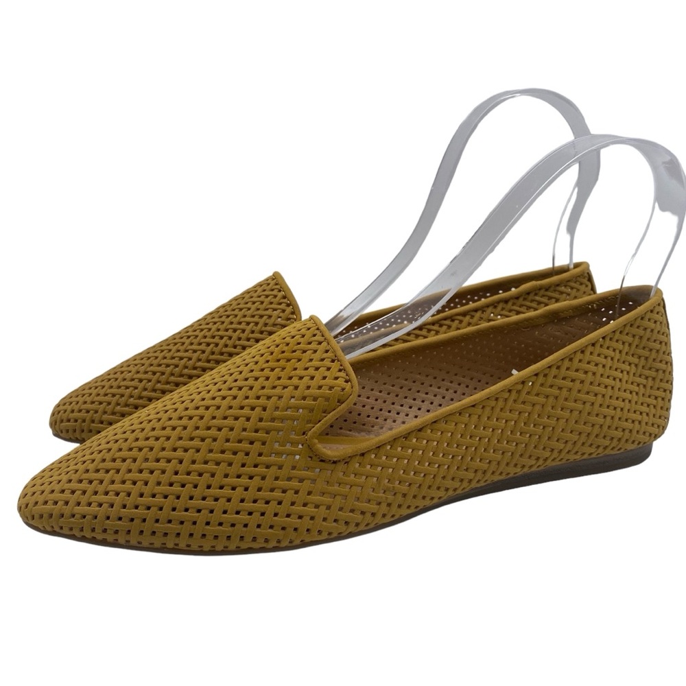 Market & Spruce Flats Mustard Yellow Vegan Leather Casual Womens Chic Size 8.5